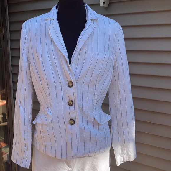 100% linen striped jacket size medium - Picture 3 of 8